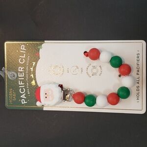 Modern Baby NWT Santa and Christmas  Color Silicone Beads Pacifier Clip